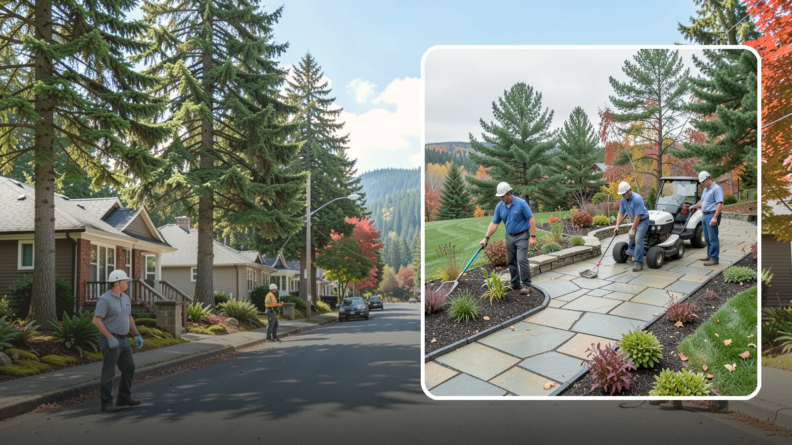 Flagstone Installation in Hunts Point, King County, WA - Irregular flagstone laid in flowing, natural patterns for rustic PNW garden paths, patios, and stepping-stone walkways.