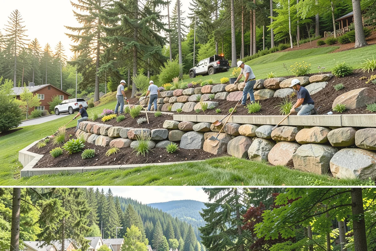 Flagstone Installation in Lake Forest Park, King County, WA - Best installed spring through fall when dry-set joints can settle, though sheltered paths can be built during drier winter breaks.