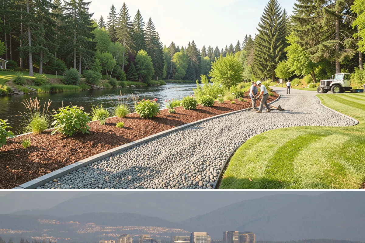 Flagstone Installation in Medina, King County, WA - Best installed spring through fall when dry-set joints can settle, though sheltered paths can be built during drier winter breaks.