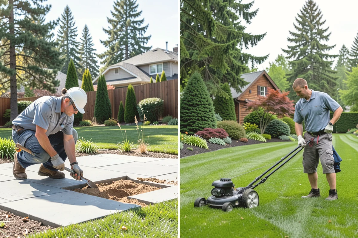 Flagstone Installation in Mill Creek, Snohomish County, WA - Plan the layout and confirm drainage direction