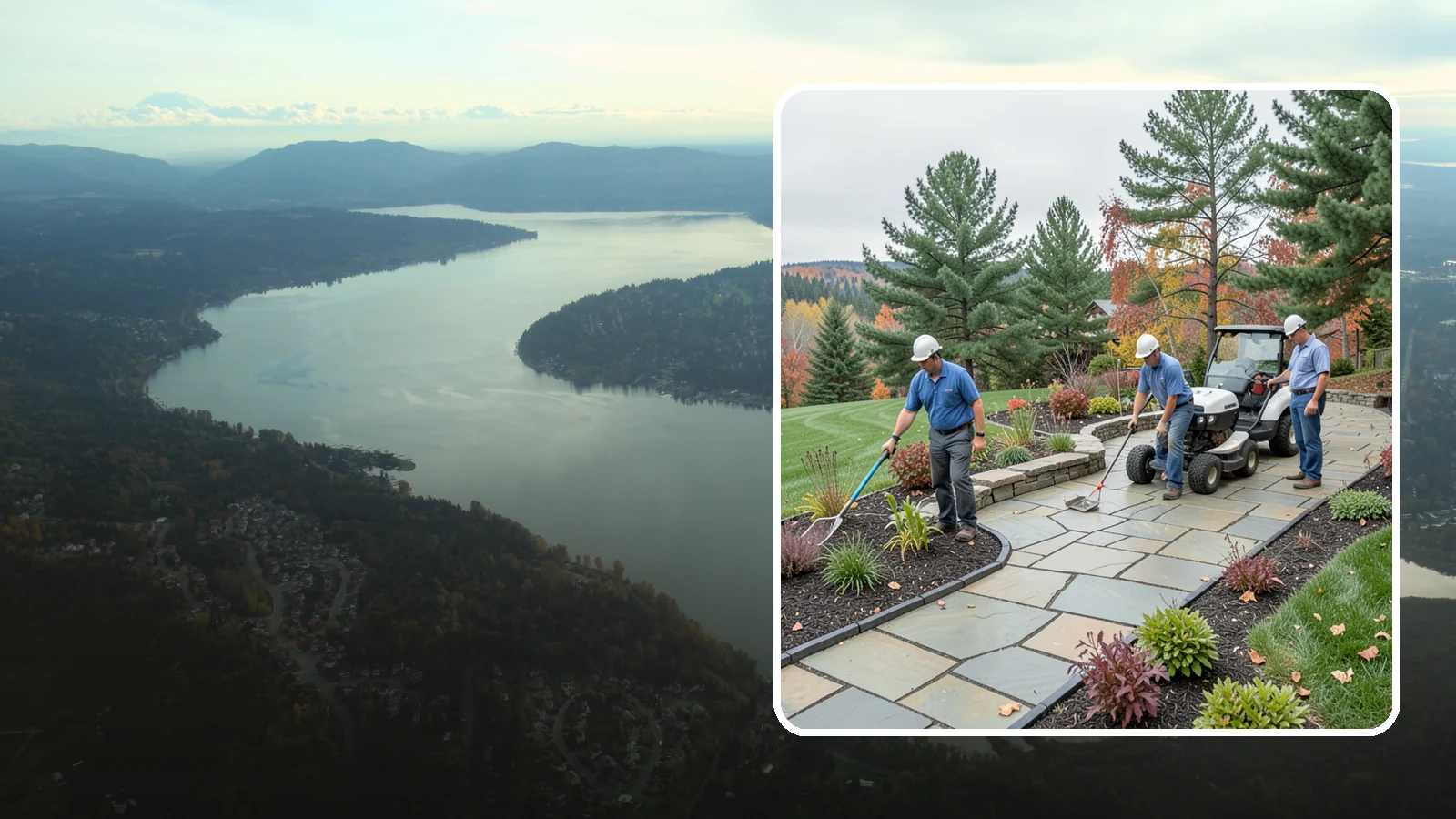 Flagstone Installation in Sammamish, King County, WA - Irregular flagstone laid in flowing, natural patterns for rustic PNW garden paths, patios, and stepping-stone walkways.