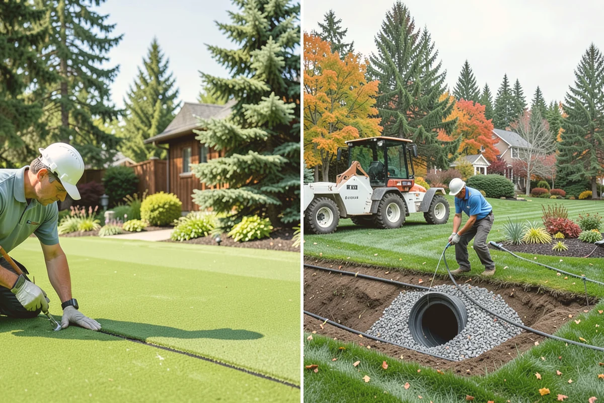 Flagstone Installation in Sammamish, King County, WA - Plan the layout and confirm drainage direction