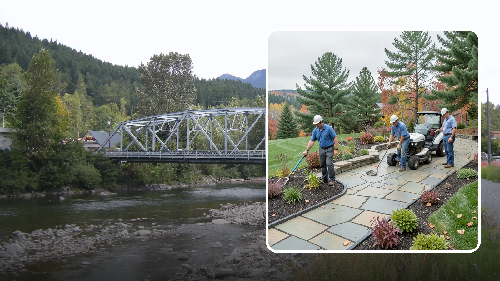 Flagstone Installation in Skykomish, King County, WA - Irregular flagstone laid in flowing, natural patterns for rustic PNW garden paths, patios, and stepping-stone walkways.