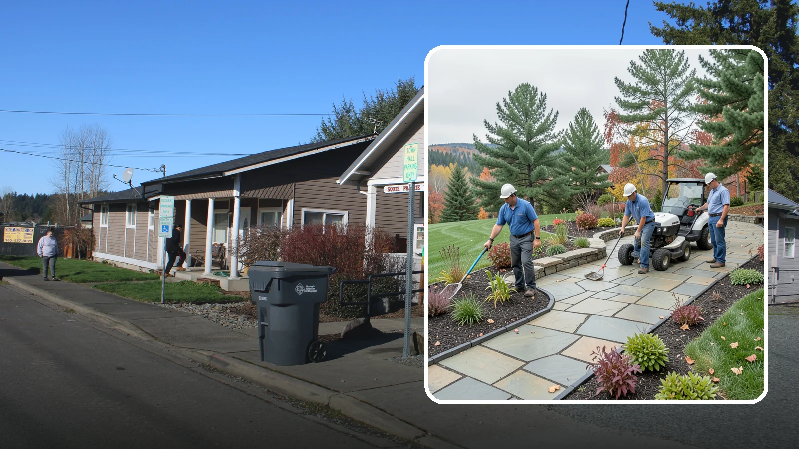 Flagstone Installation in South Prairie, Pierce County, WA - Irregular flagstone laid in flowing, natural patterns for rustic PNW garden paths, patios, and stepping-stone walkways.