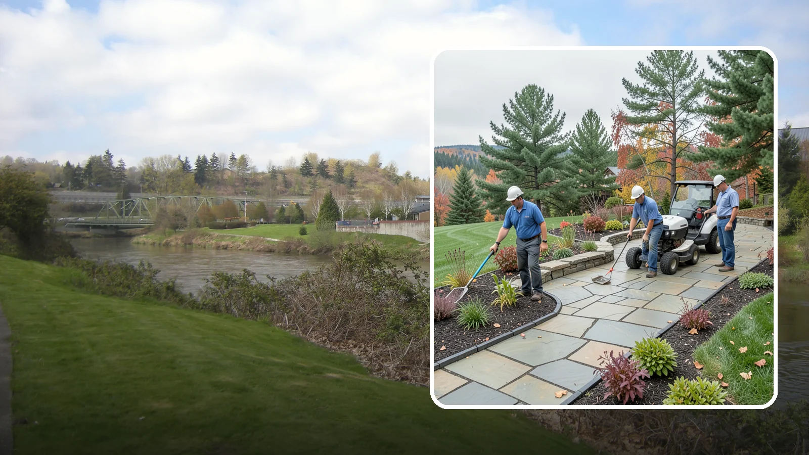 Flagstone Installation in Tukwila, King County, WA - Irregular flagstone laid in flowing, natural patterns for rustic PNW garden paths, patios, and stepping-stone walkways.