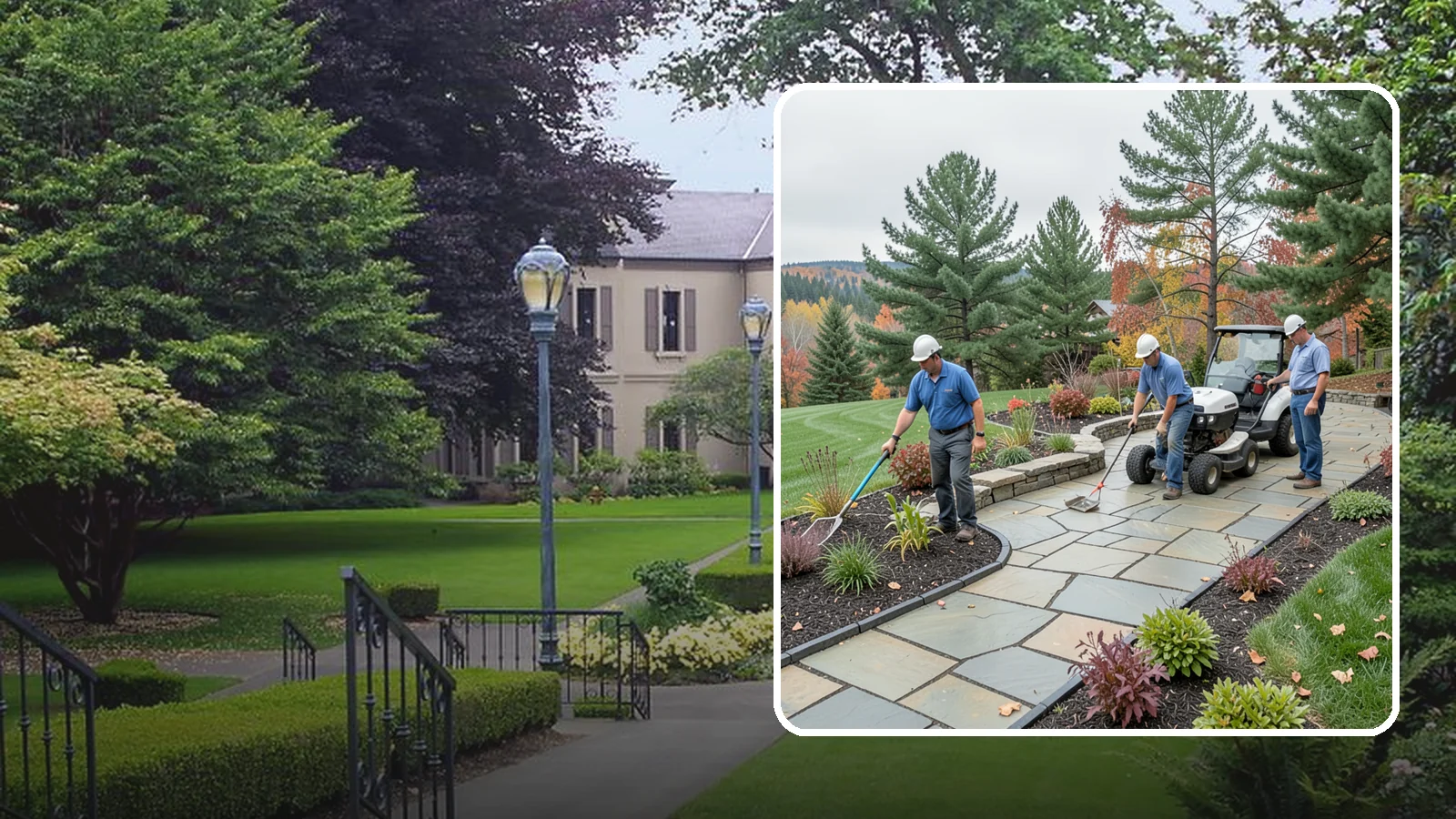 Flagstone Installation in Woodinville, King County, WA - Irregular flagstone laid in flowing, natural patterns for rustic PNW garden paths, patios, and stepping-stone walkways.