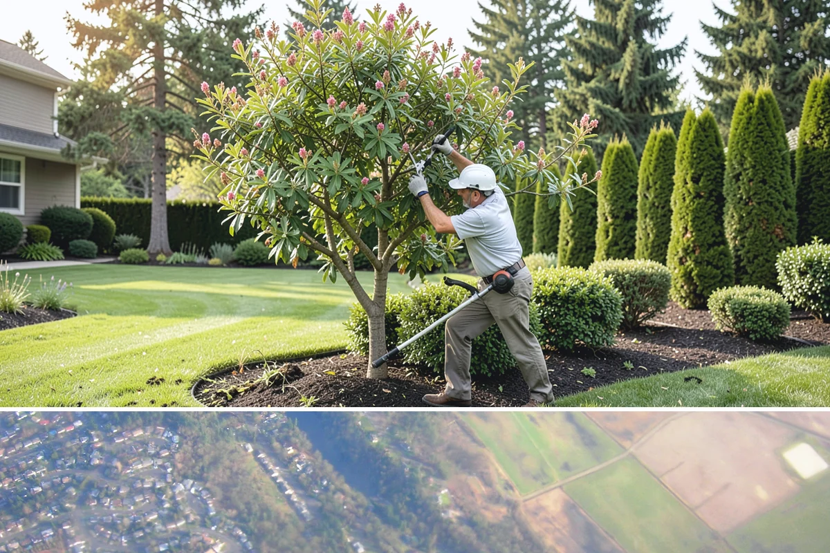Flowering Cherry Pruning in Algona, King County, WA - Best pruned right after flowering to protect next year's buds.
