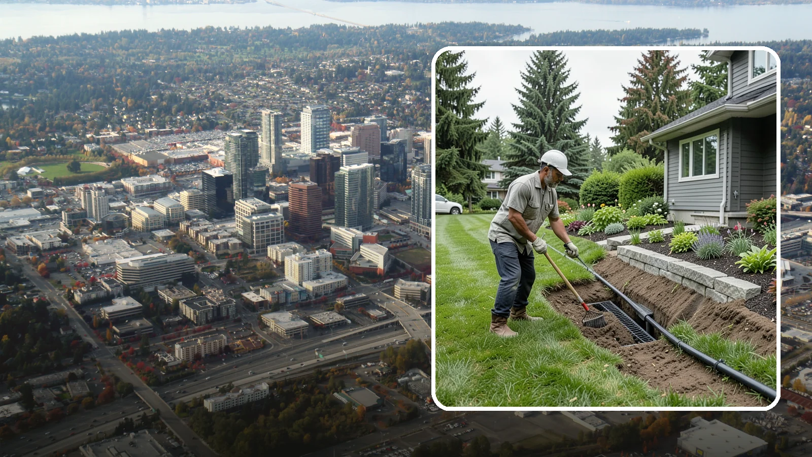 Footing Drain Installation in Bellevue, King County, WA - We install perimeter footing drains around your foundation to collect subsurface water and keep it away from basement and...