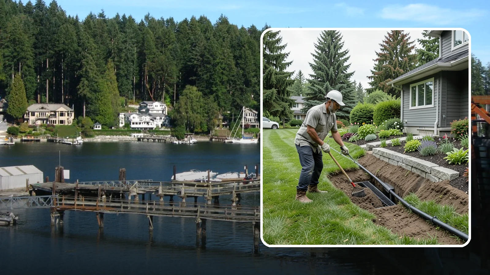 Footing Drain Installation in Gig Harbor, Pierce County, WA - We install perimeter footing drains around your foundation to collect subsurface water and keep it away from basement and...