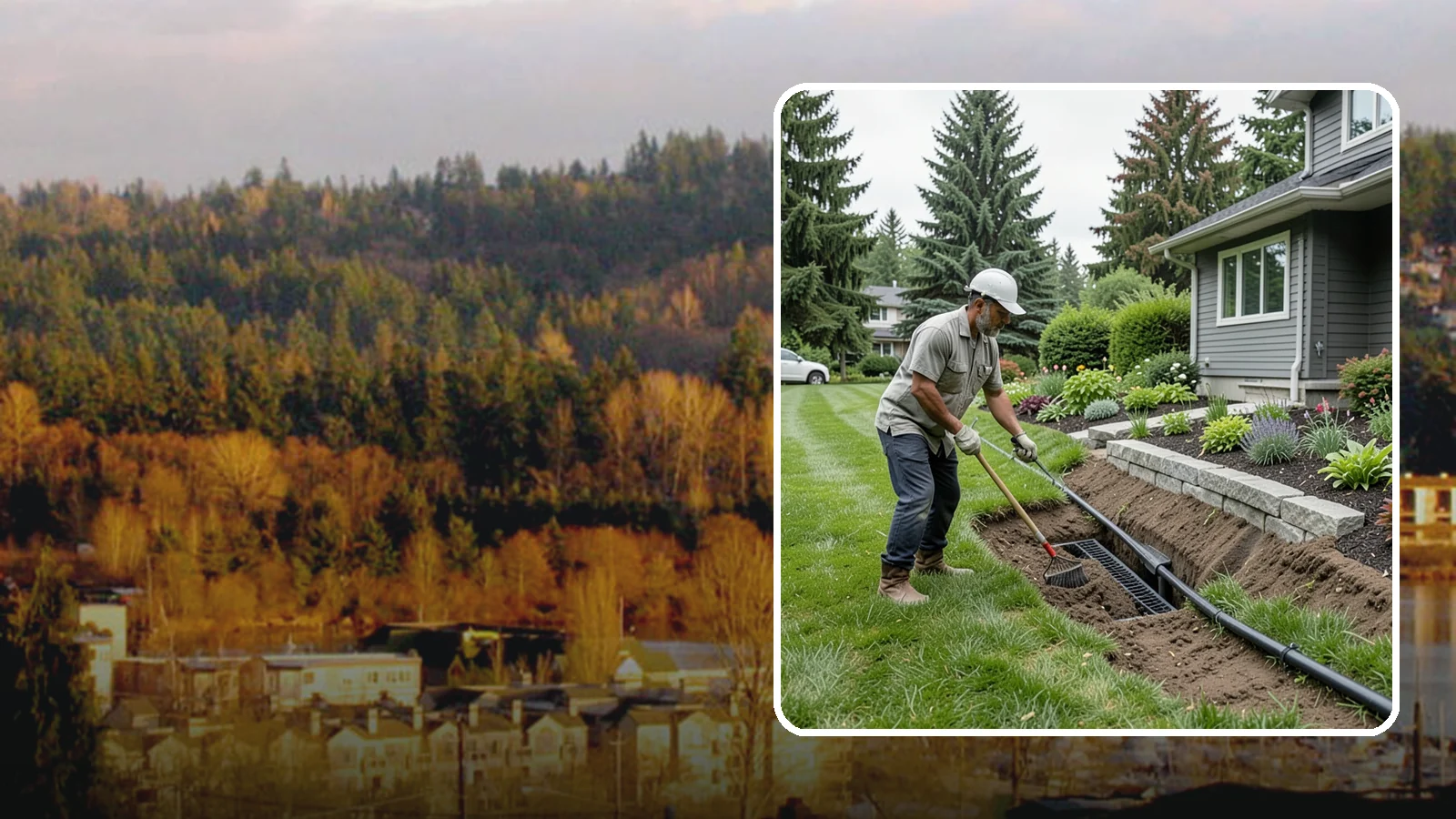 Footing Drain Installation in Kenmore, King County, WA - We install perimeter footing drains around your foundation to collect subsurface water and keep it away from basement and...