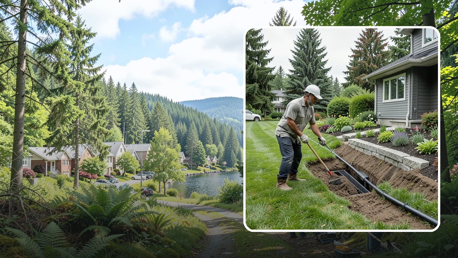 Footing Drain Installation in Lake Forest Park, King County, WA - We install perimeter footing drains around your foundation to collect subsurface water and keep it away from basement and...