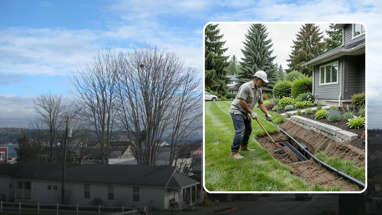 Footing Drain Installation in Langley, Island County, WA - We install perimeter footing drains around your foundation to collect subsurface water and keep it away from basement and...