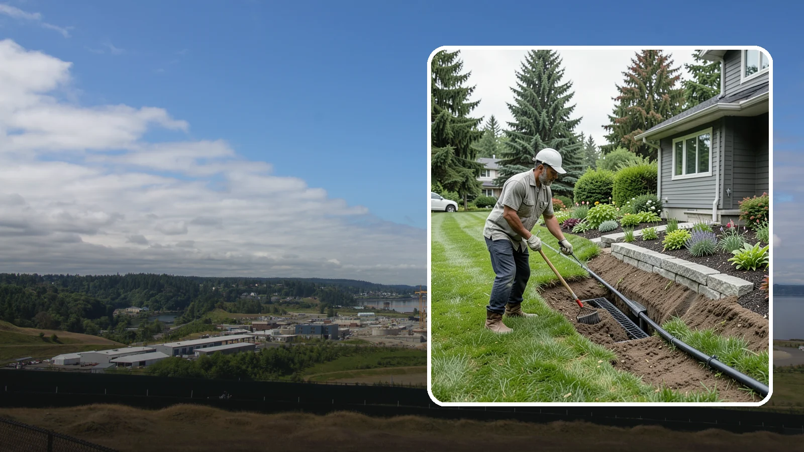 Footing Drain Installation in University Place, Pierce County, WA - We install perimeter footing drains around your foundation to collect subsurface water and keep it away from basement and...