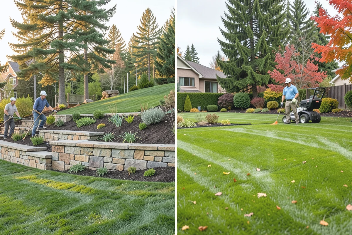 Formal Hedge Trimming in Coupeville, Island County, WA - Set string lines and reference points for level cuts
