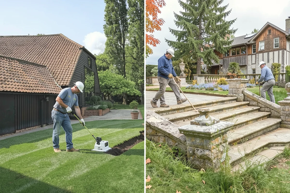 Formal Hedge Trimming in Covington, King County, WA - Set string lines and reference points for level cuts