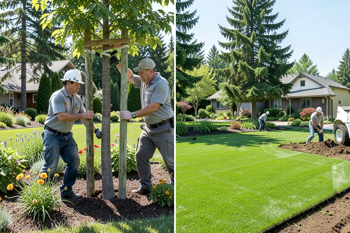 Formal Hedge Trimming in Everett, Snohomish County, WA - Set string lines and reference points for level cuts