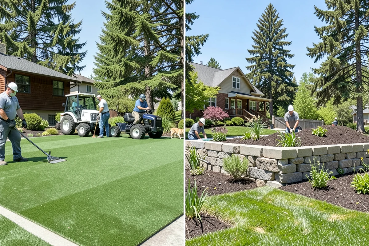 Formal Hedge Trimming in Federal Way, King County, WA - Set string lines and reference points for level cuts