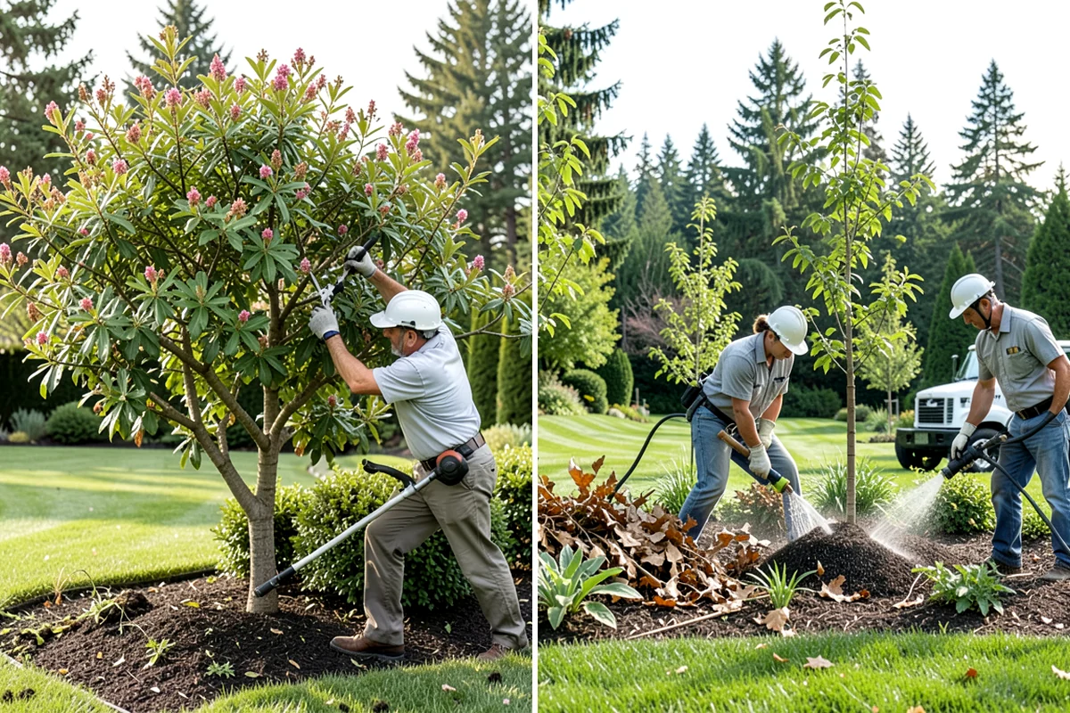 Formal Hedge Trimming in Fircrest, Pierce County, WA - Set string lines and reference points for level cuts