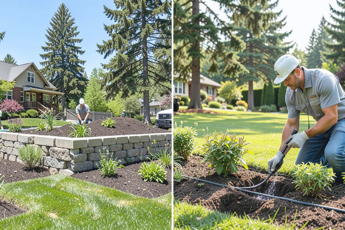 Formal Hedge Trimming in Marysville, Snohomish County, WA - Set string lines and reference points for level cuts