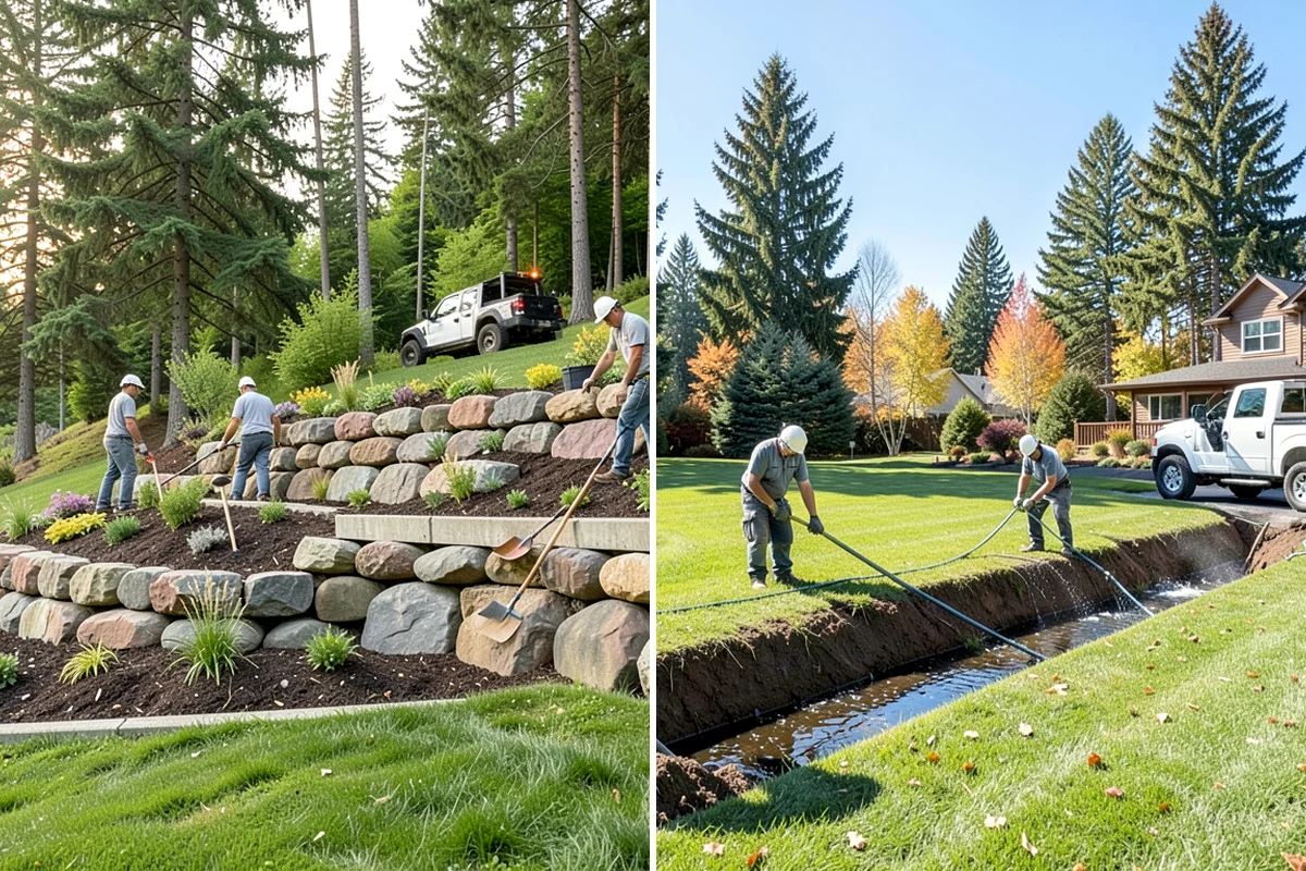 Formal Hedge Trimming in Seattle, King County, WA - Set string lines and reference points for level cuts