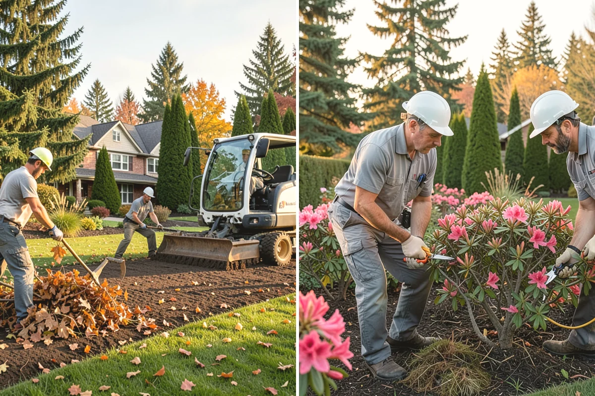 Formal Hedge Trimming in University Place, Pierce County, WA - Set string lines and reference points for level cuts