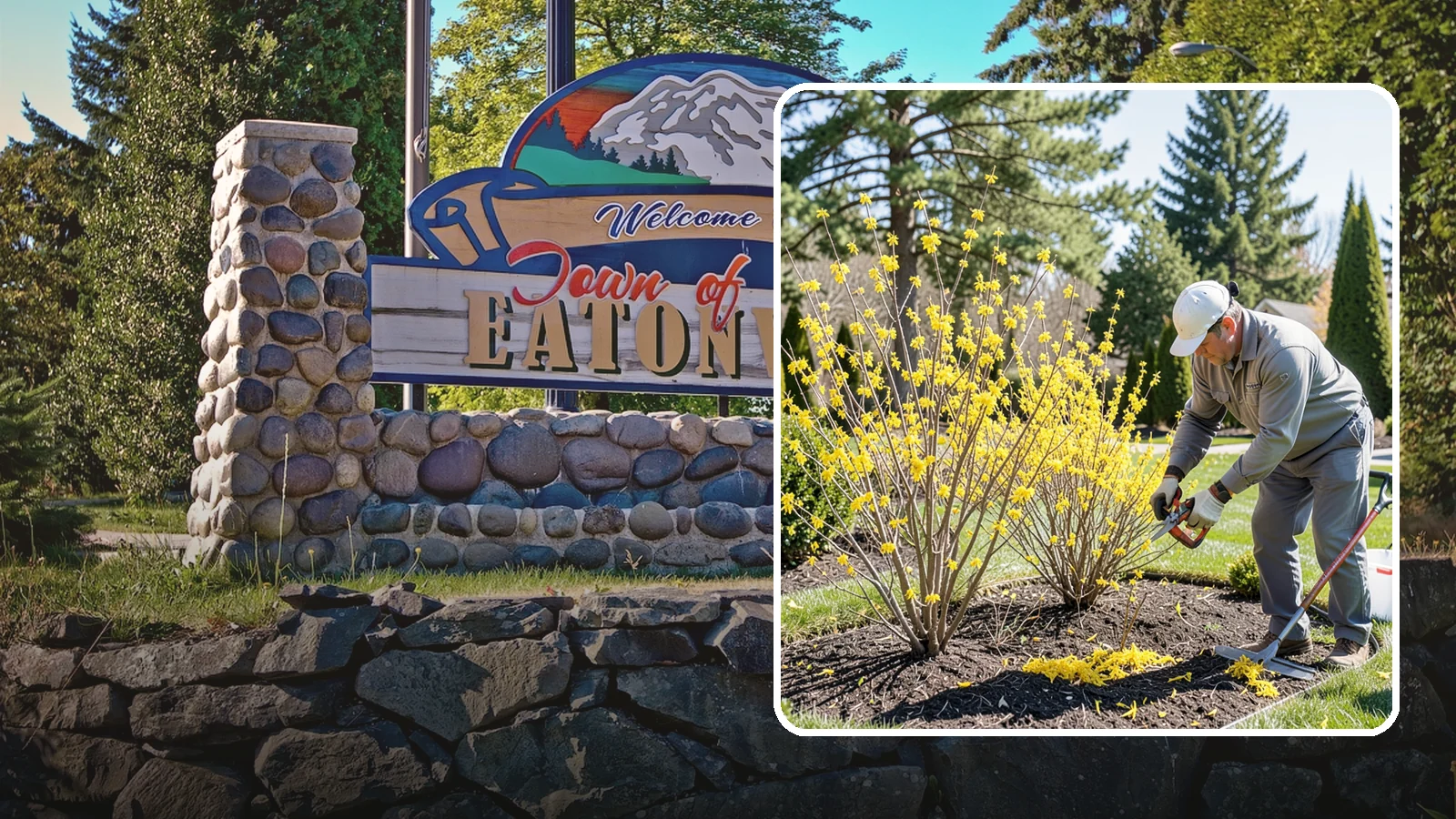 Forsythia Pruning in Eatonville, Pierce County, WA - Post-bloom renewal pruning of forsythia to remove old canes, control size, and protect next spring's golden flowers.