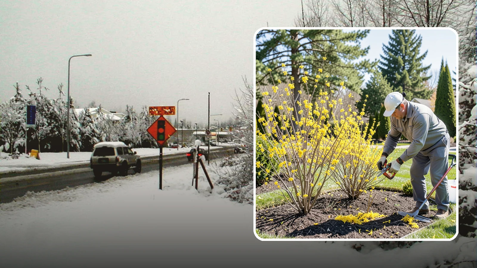 Forsythia Pruning in Newcastle, King County, WA - Post-bloom renewal pruning of forsythia to remove old canes, control size, and protect next spring's golden flowers.