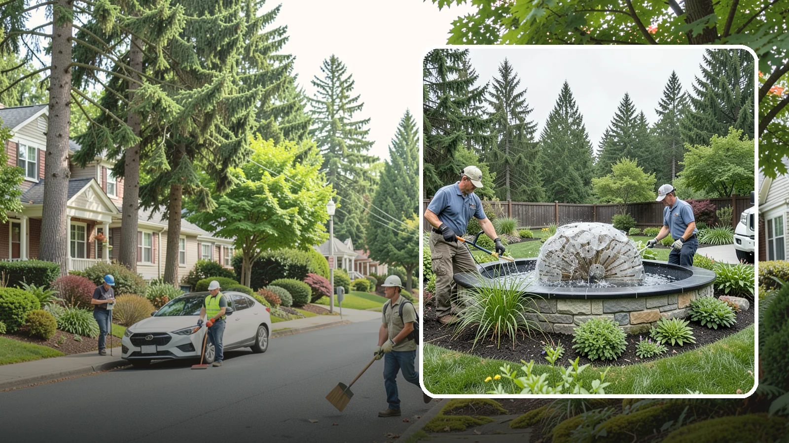 Fountain Installation in Beaux Arts Village, King County, WA - Elegant fountains - from bubbling rocks to formal tiers - that add a compact, low-maintenance water accent.