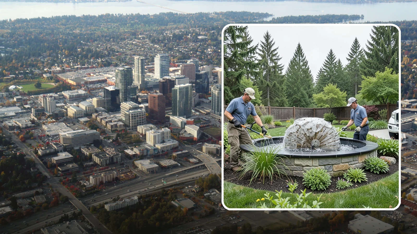 Fountain Installation in Bellevue, King County, WA - Elegant fountains - from bubbling rocks to formal tiers - that add a compact, low-maintenance water accent.
