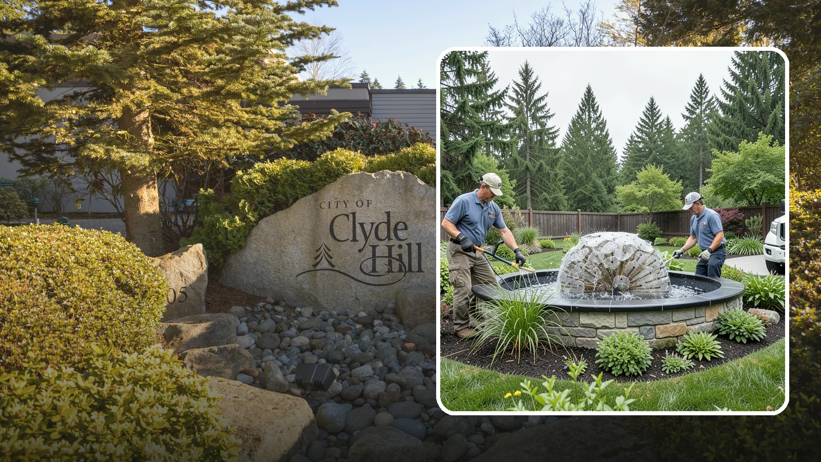 Fountain Installation in Clyde Hill, King County, WA - Elegant fountains - from bubbling rocks to formal tiers - that add a compact, low-maintenance water accent.