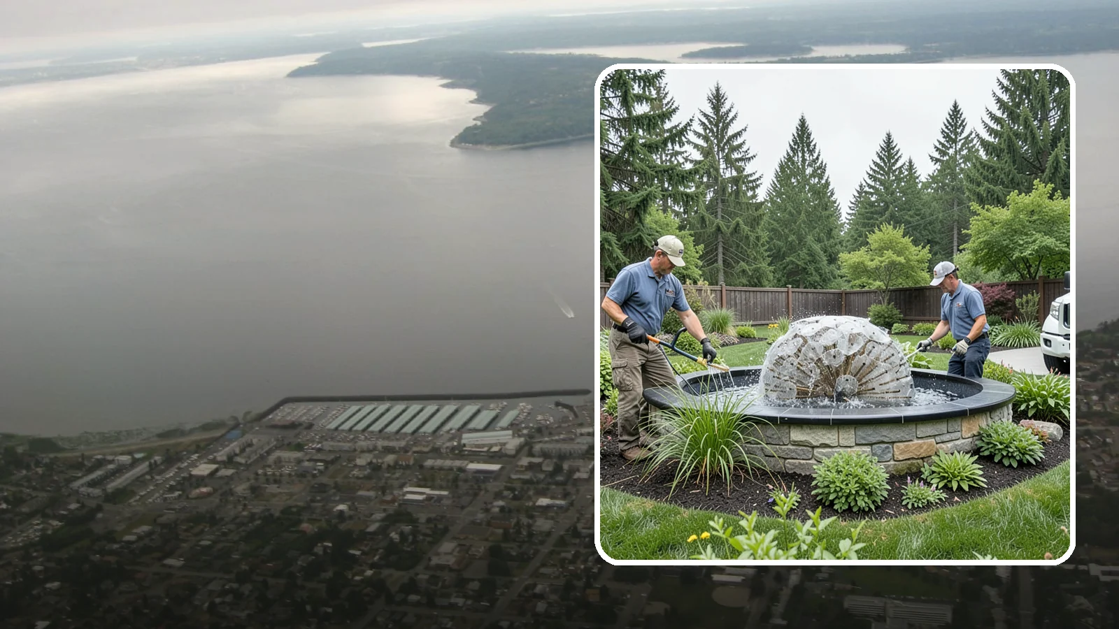 Fountain Installation in Des Moines, King County, WA - Elegant fountains - from bubbling rocks to formal tiers - that add a compact, low-maintenance water accent.