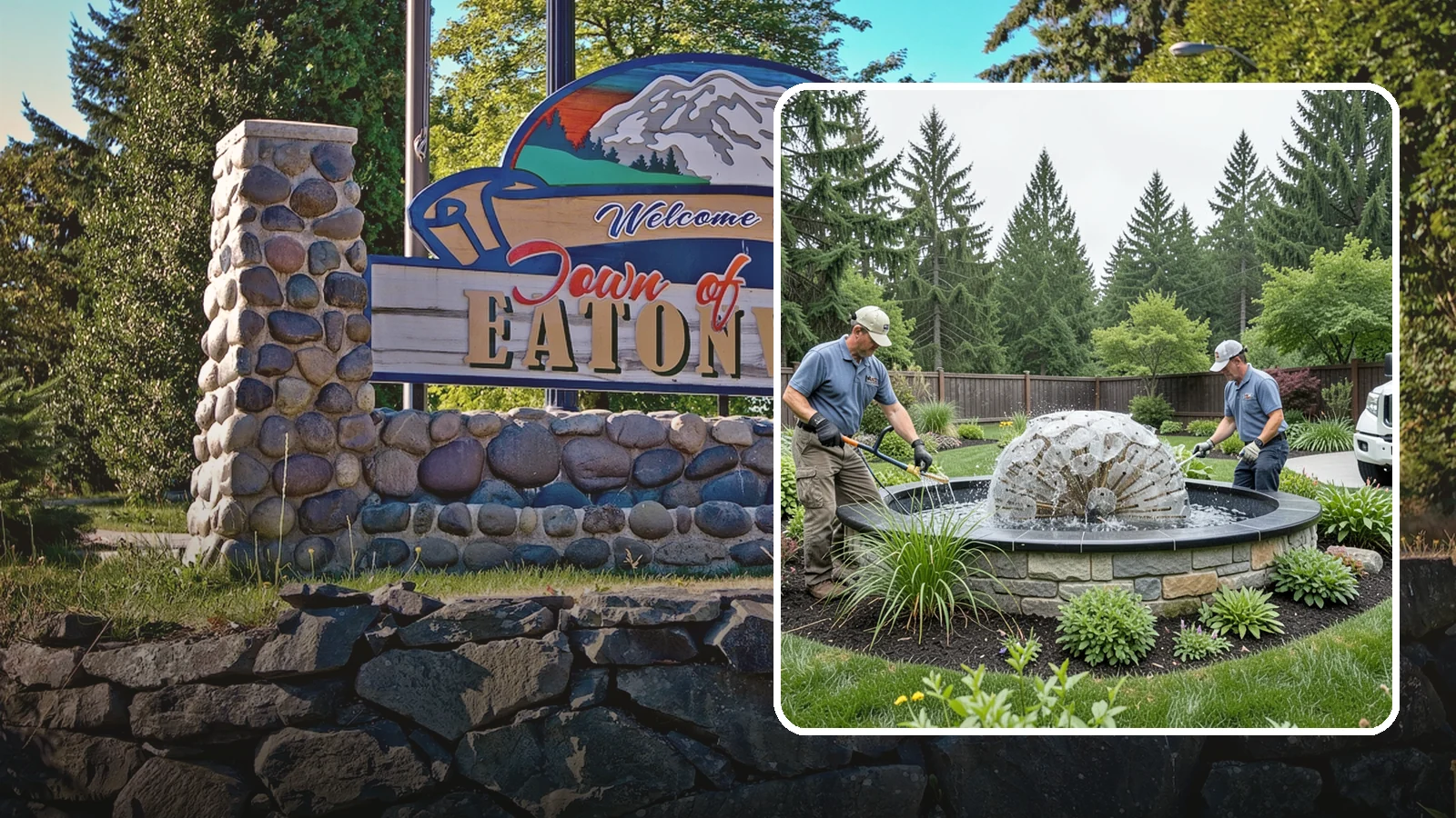 Fountain Installation in Eatonville, Pierce County, WA - Elegant fountains - from bubbling rocks to formal tiers - that add a compact, low-maintenance water accent.
