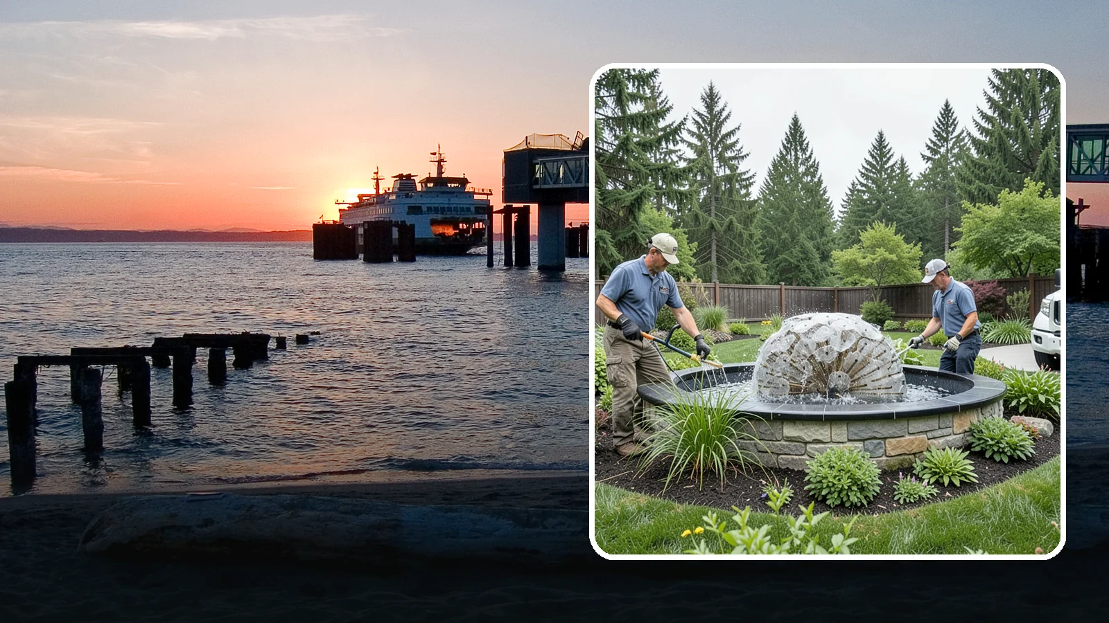 Fountain Installation in Edmonds, Snohomish County, WA - Elegant fountains - from bubbling rocks to formal tiers - that add a compact, low-maintenance water accent.