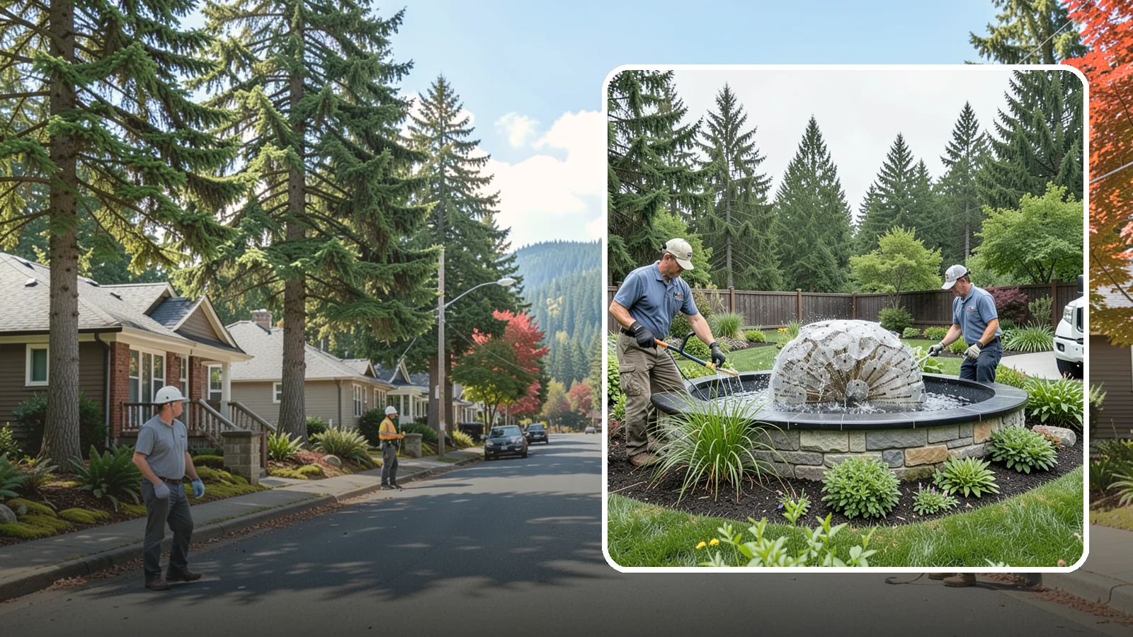 Fountain Installation in Hunts Point, King County, WA - Elegant fountains - from bubbling rocks to formal tiers - that add a compact, low-maintenance water accent.