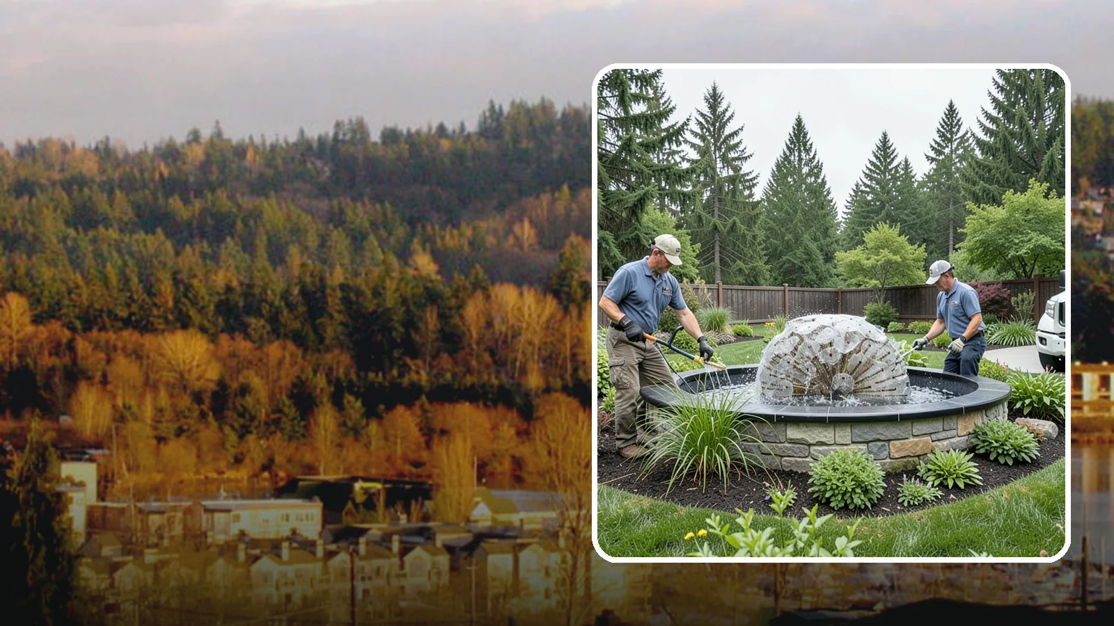 Fountain Installation in Kenmore, King County, WA - Elegant fountains - from bubbling rocks to formal tiers - that add a compact, low-maintenance water accent.