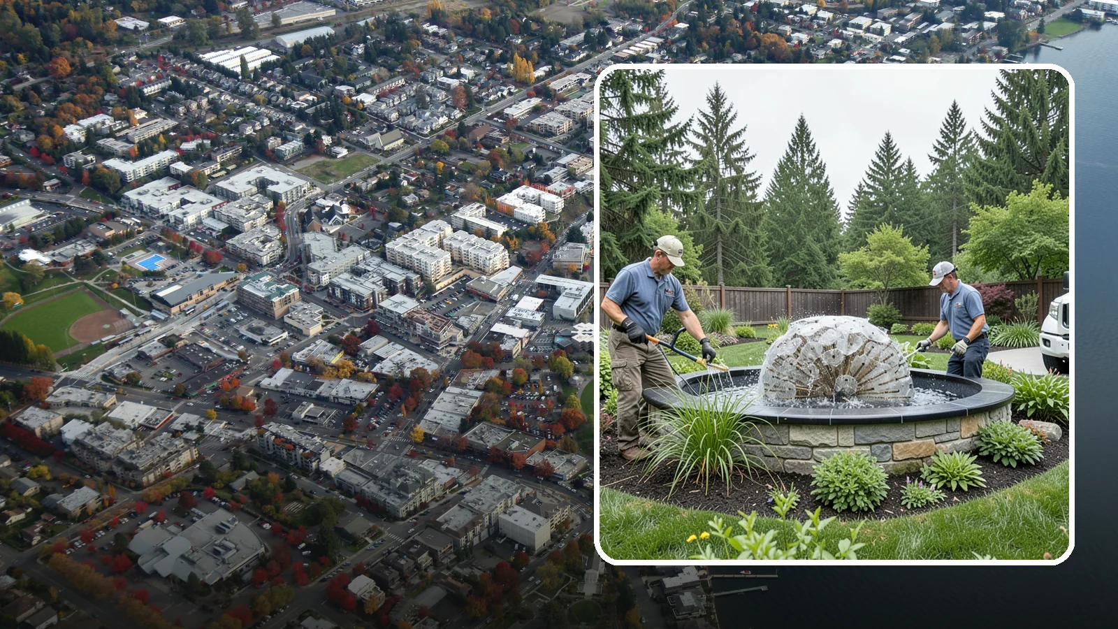 Fountain Installation in Kirkland, King County, WA - Elegant fountains - from bubbling rocks to formal tiers - that add a compact, low-maintenance water accent.