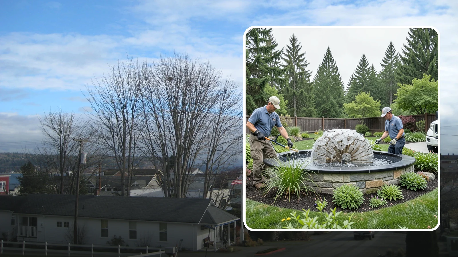 Fountain Installation in Langley, Island County, WA - Elegant fountains - from bubbling rocks to formal tiers - that add a compact, low-maintenance water accent.