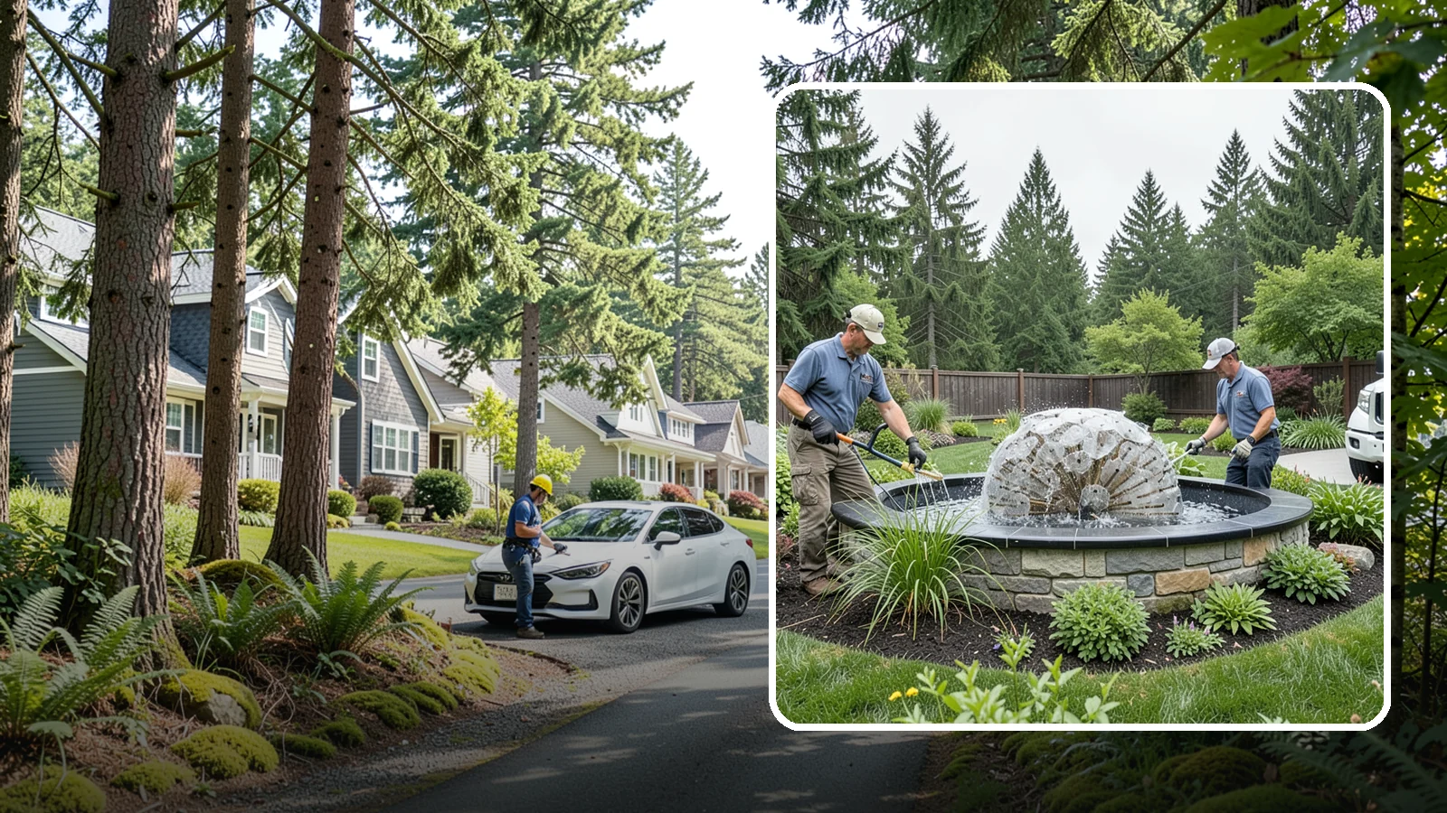 Fountain Installation in Normandy Park, King County, WA - Elegant fountains - from bubbling rocks to formal tiers - that add a compact, low-maintenance water accent.