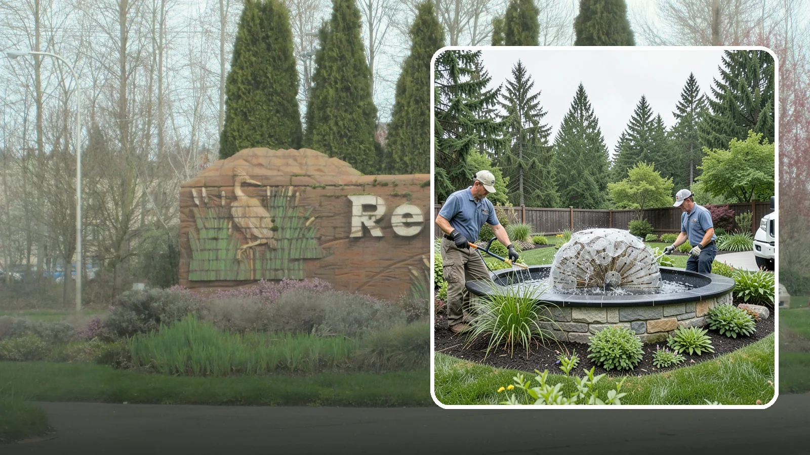 Fountain Installation in Renton, King County, WA - Elegant fountains - from bubbling rocks to formal tiers - that add a compact, low-maintenance water accent.