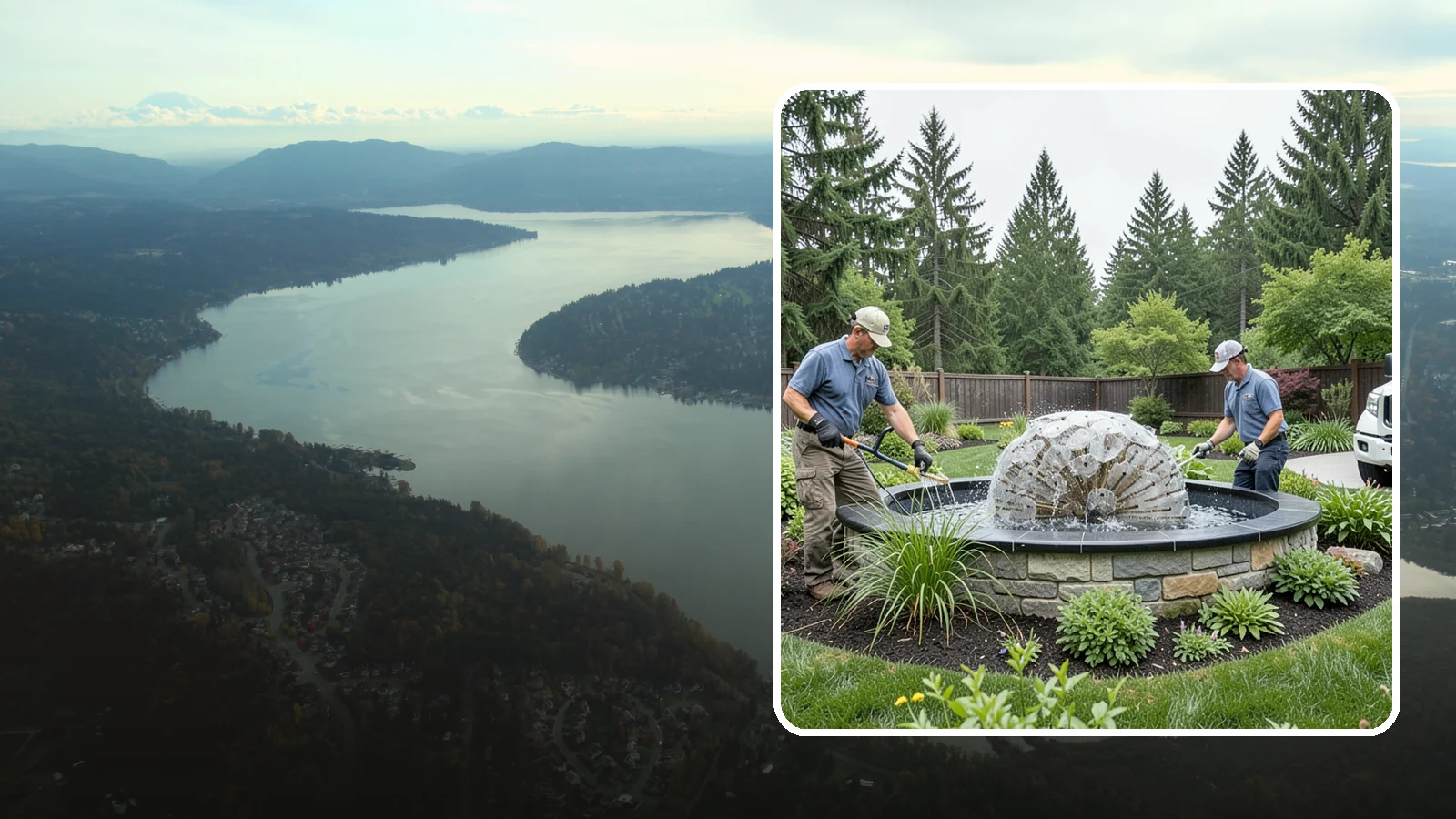 Fountain Installation in Sammamish, King County, WA - Elegant fountains - from bubbling rocks to formal tiers - that add a compact, low-maintenance water accent.