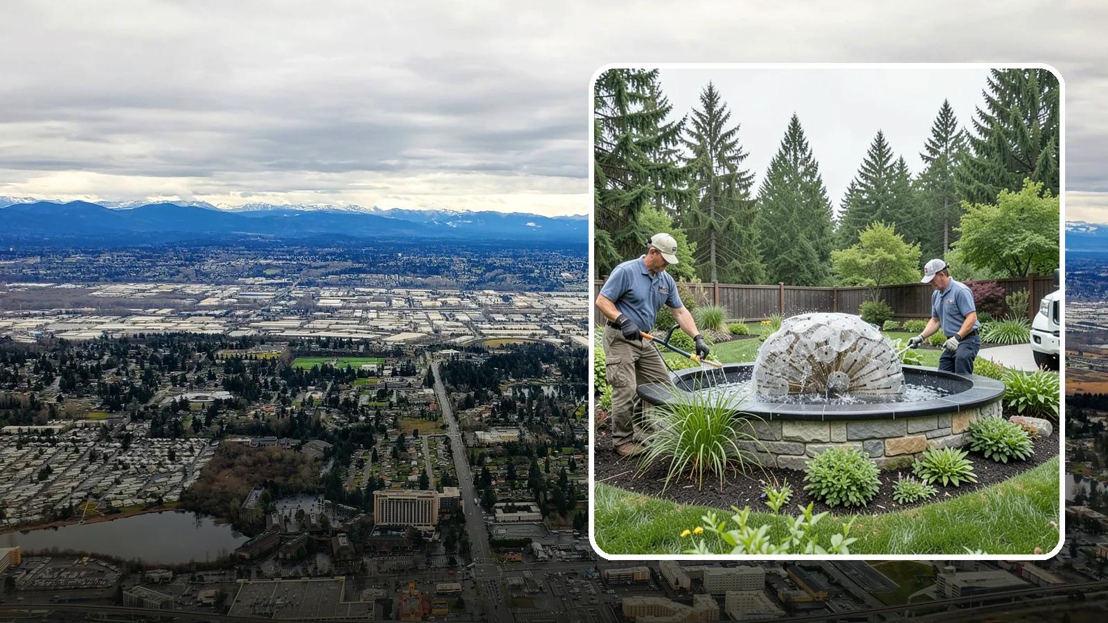Fountain Installation in SeaTac, King County, WA - Elegant fountains - from bubbling rocks to formal tiers - that add a compact, low-maintenance water accent.