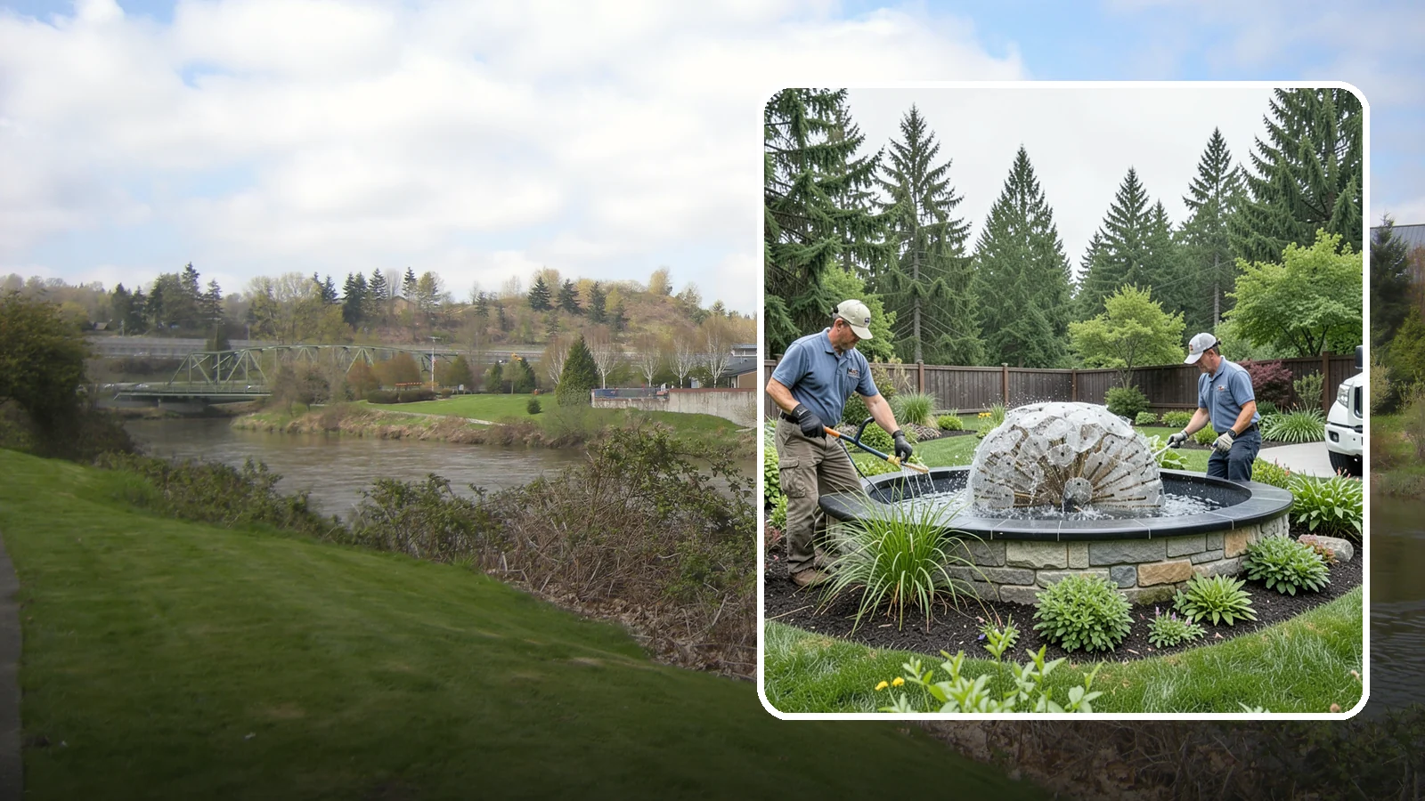 Fountain Installation in Tukwila, King County, WA - Elegant fountains - from bubbling rocks to formal tiers - that add a compact, low-maintenance water accent.