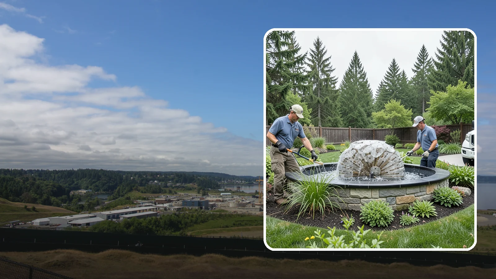 Fountain Installation in University Place, Pierce County, WA - Elegant fountains - from bubbling rocks to formal tiers - that add a compact, low-maintenance water accent.