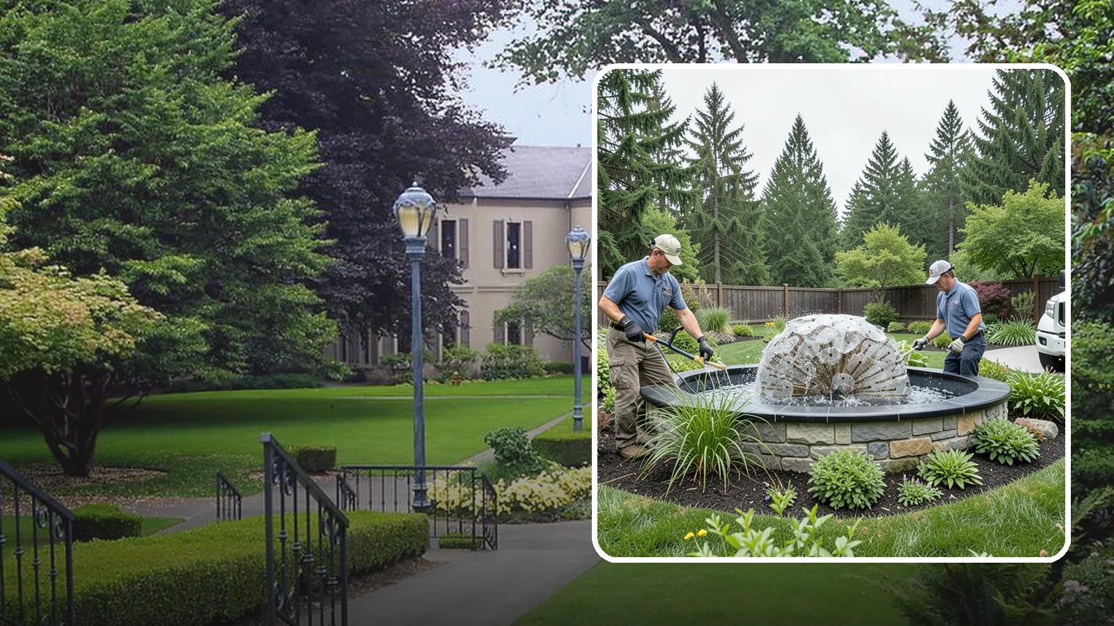 Fountain Installation in Woodinville, King County, WA - Elegant fountains - from bubbling rocks to formal tiers - that add a compact, low-maintenance water accent.