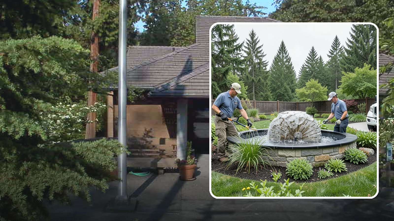 Fountain Installation in Yarrow Point, King County, WA - Elegant fountains - from bubbling rocks to formal tiers - that add a compact, low-maintenance water accent.