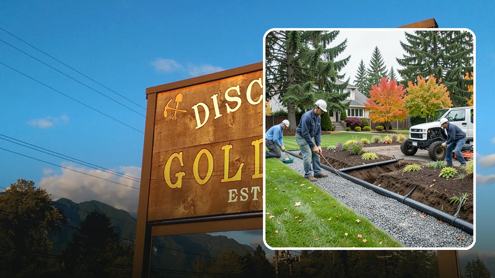 French Drain Installation in Gold Bar, Snohomish County, WA - Gravel-and-pipe French drains that collect and carry subsurface water away from wet, soggy areas.
