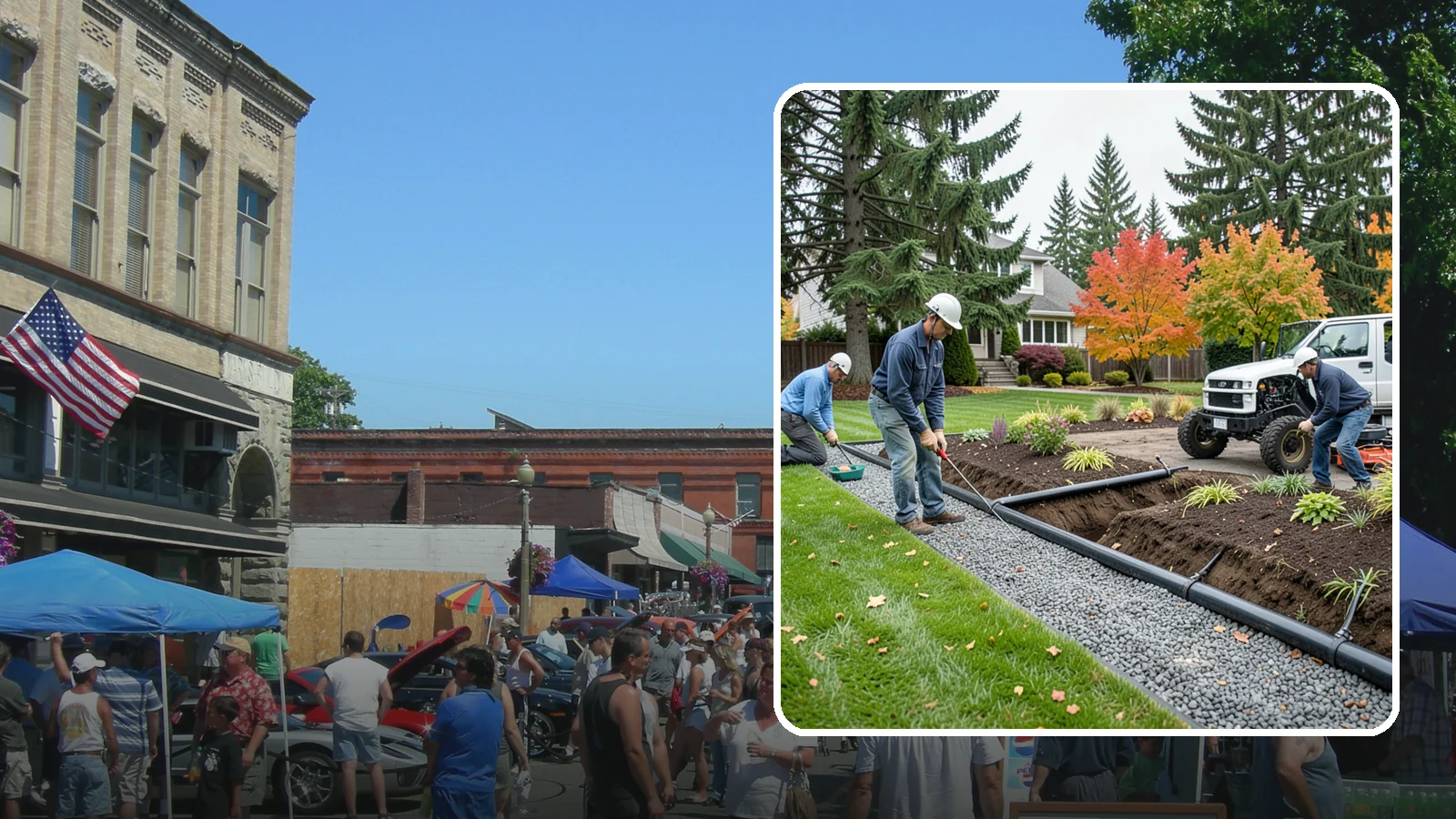 French Drain Installation in Snohomish, Snohomish County, WA - Gravel-and-pipe French drains that collect and carry subsurface water away from wet, soggy areas.