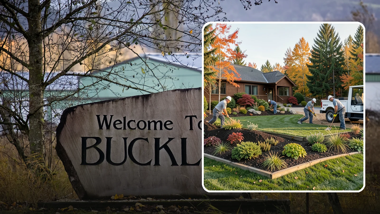 Full Landscape Installation in Buckley, Pierce County, WA - We install complete landscapes from the ground up, integrating plantings, grading, and features for a finished Northwest yard.