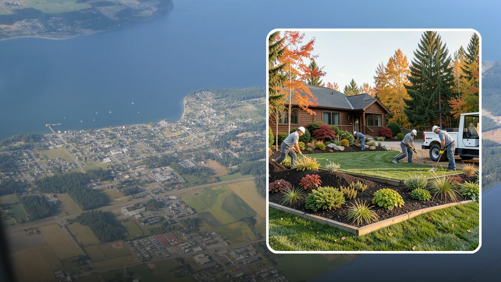 Full Landscape Installation in Coupeville, Island County, WA - We install complete landscapes from the ground up, integrating plantings, grading, and features for a finished Northwest yard.