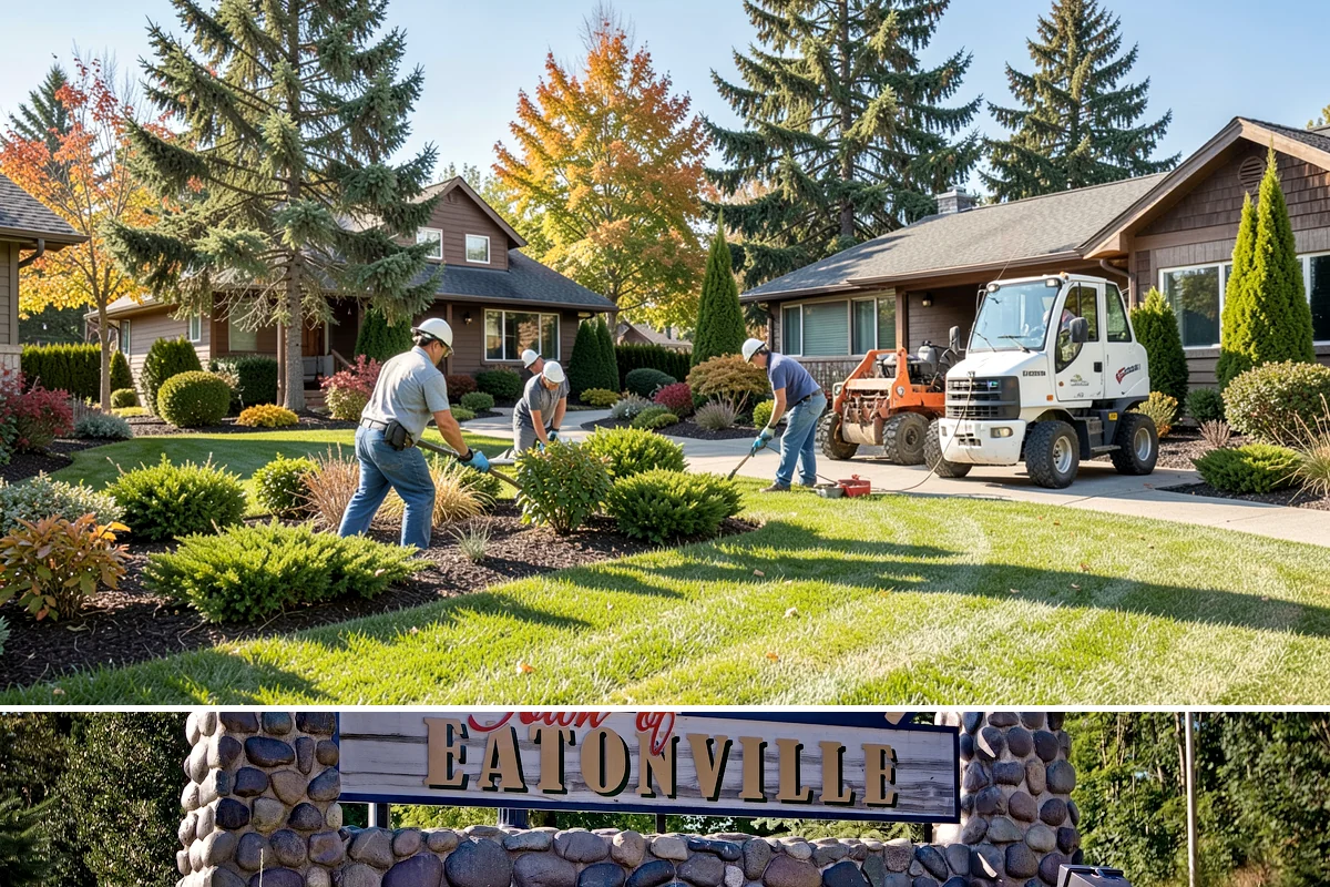 Full Landscape Installation in Eatonville, Pierce County, WA - Spring and fall installations take advantage of the region's mild, damp weather to help new plantings and lawns establish quickly.